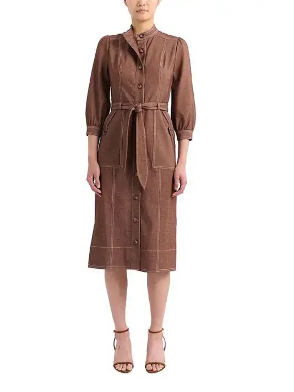 NWT Cartolina Harris Dress XXS Mocha Belted Utility Shirt Midi Quiet Luxury